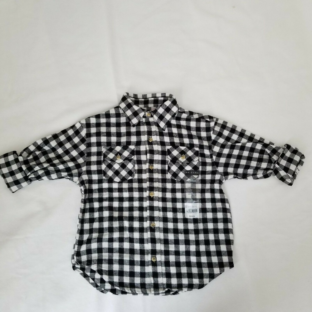Arizona Jean Company Black White Plaid Child Shirt